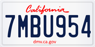 CA license plate 7MBU954