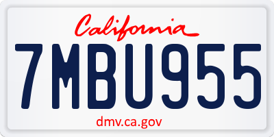 CA license plate 7MBU955