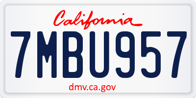 CA license plate 7MBU957