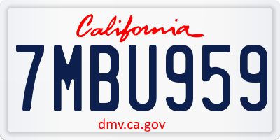 CA license plate 7MBU959