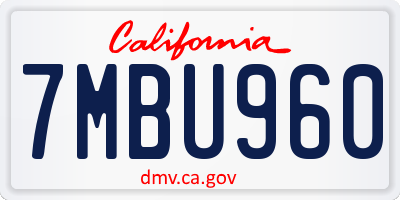 CA license plate 7MBU960
