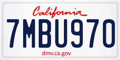 CA license plate 7MBU970