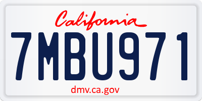 CA license plate 7MBU971