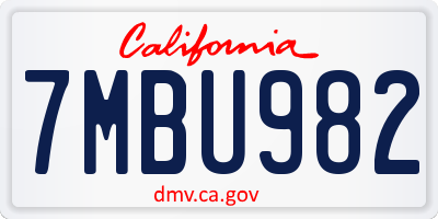 CA license plate 7MBU982