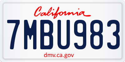 CA license plate 7MBU983