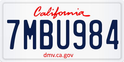 CA license plate 7MBU984