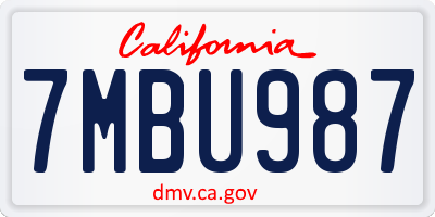 CA license plate 7MBU987