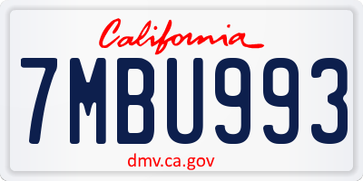 CA license plate 7MBU993