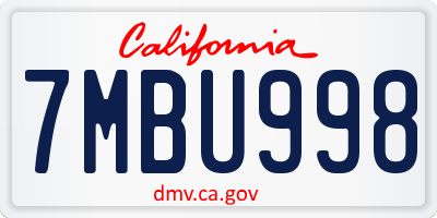 CA license plate 7MBU998