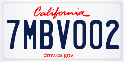 CA license plate 7MBV002