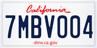 CA license plate 7MBV004