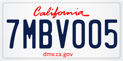 CA license plate 7MBV005