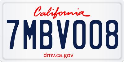 CA license plate 7MBV008