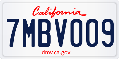 CA license plate 7MBV009