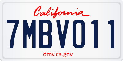 CA license plate 7MBV011