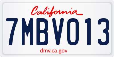 CA license plate 7MBV013