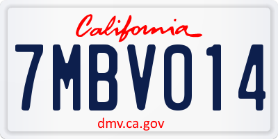 CA license plate 7MBV014
