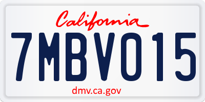CA license plate 7MBV015