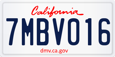 CA license plate 7MBV016
