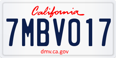 CA license plate 7MBV017