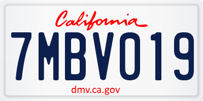 CA license plate 7MBV019