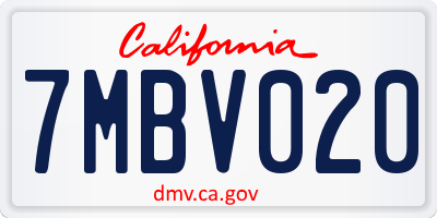 CA license plate 7MBV020