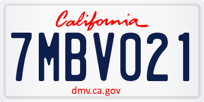 CA license plate 7MBV021
