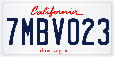 CA license plate 7MBV023