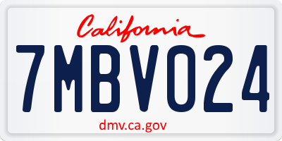 CA license plate 7MBV024
