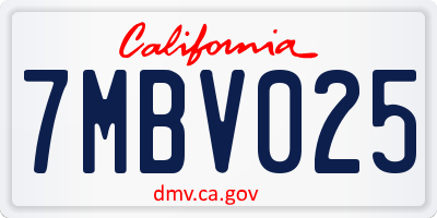 CA license plate 7MBV025