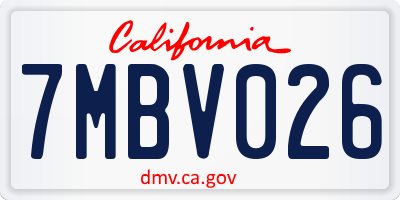 CA license plate 7MBV026