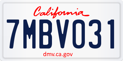 CA license plate 7MBV031