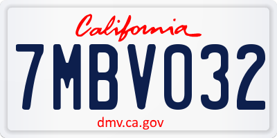 CA license plate 7MBV032