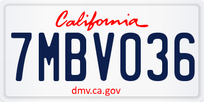 CA license plate 7MBV036