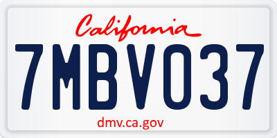CA license plate 7MBV037