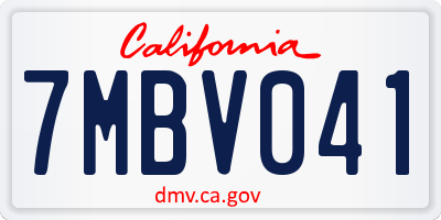 CA license plate 7MBV041