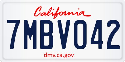 CA license plate 7MBV042