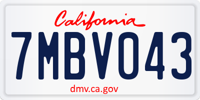 CA license plate 7MBV043
