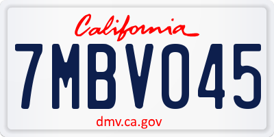 CA license plate 7MBV045