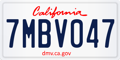 CA license plate 7MBV047