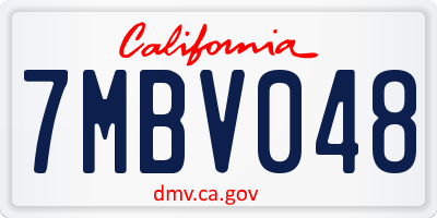 CA license plate 7MBV048