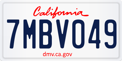 CA license plate 7MBV049