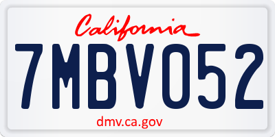 CA license plate 7MBV052