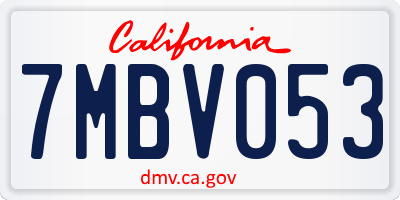 CA license plate 7MBV053