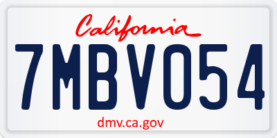 CA license plate 7MBV054