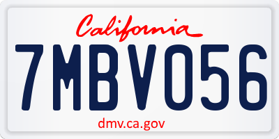 CA license plate 7MBV056