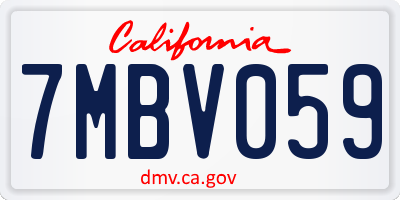 CA license plate 7MBV059