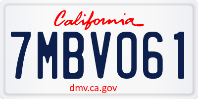 CA license plate 7MBV061
