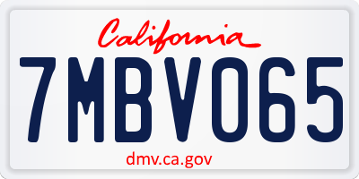 CA license plate 7MBV065