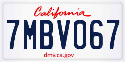 CA license plate 7MBV067